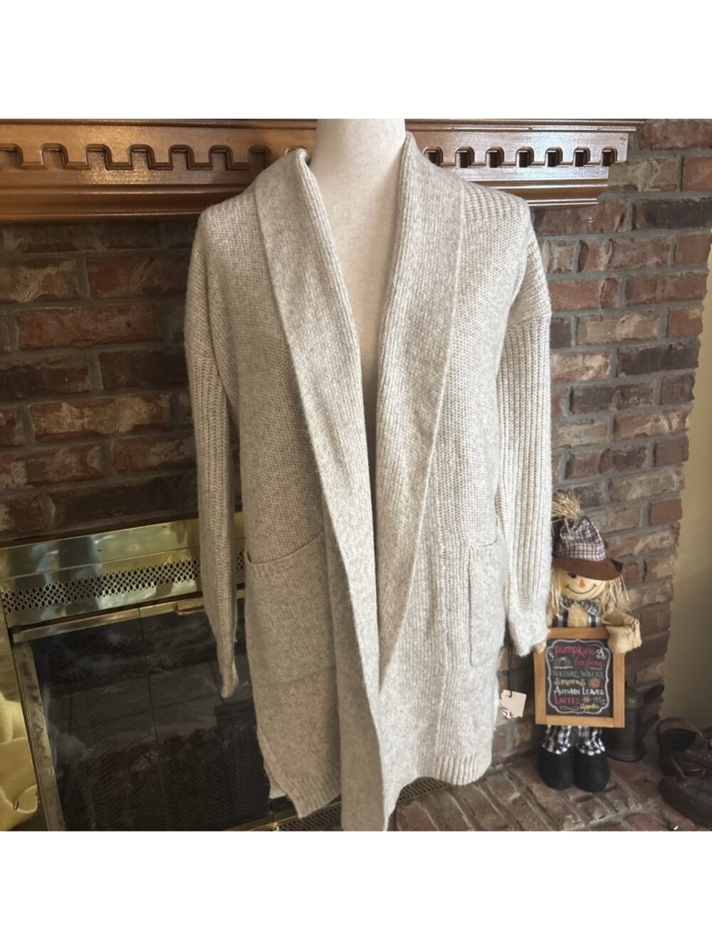Sincerely Jules Light Beige Oversized Super Soft Long Cardigan Small Sweater